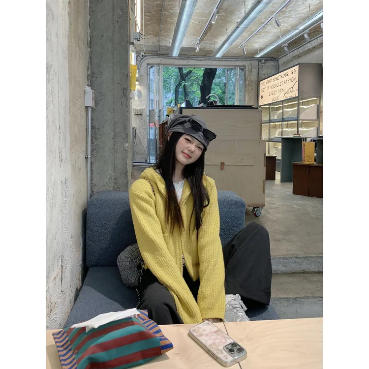  切糕自制【暮色旅人】小个子秋季女流光风慵懒松弛感显瘦连帽毛衣