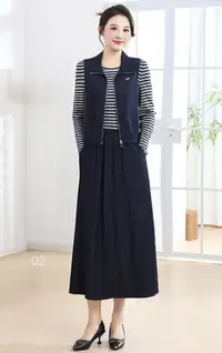 【F5158】2025新款春秋款品牌三件套装时尚大气马甲开衫薄款外套女