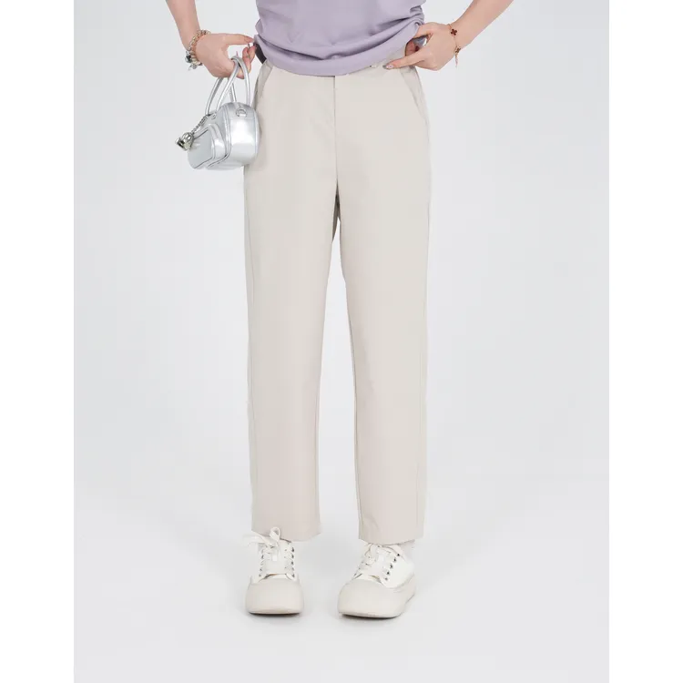 小个子圆圆B58日系松紧腰九分烟管裤新款高腰显瘦纯色休闲裤子女