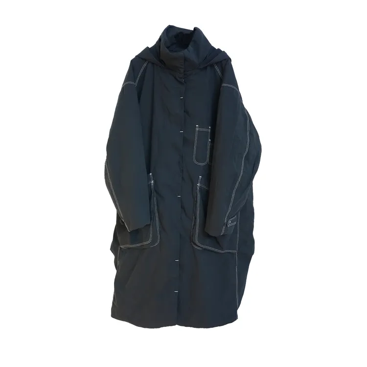 几见 原创设计白鸭绒羽绒服长款外套女高领防风复古撞色线W54722