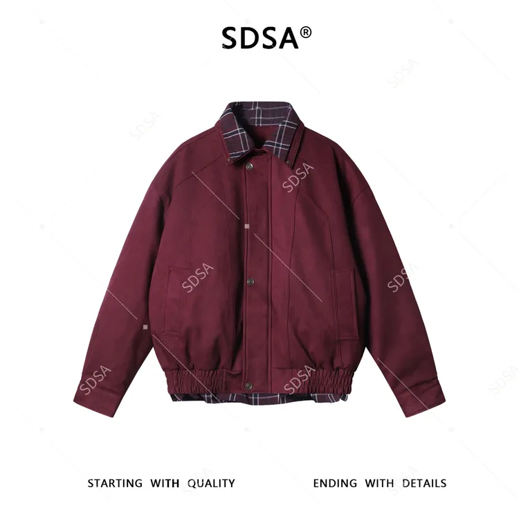 SDSA男士秋冬新款痞帅男装美式复古翻领假两件羽绒服百搭外套时尚