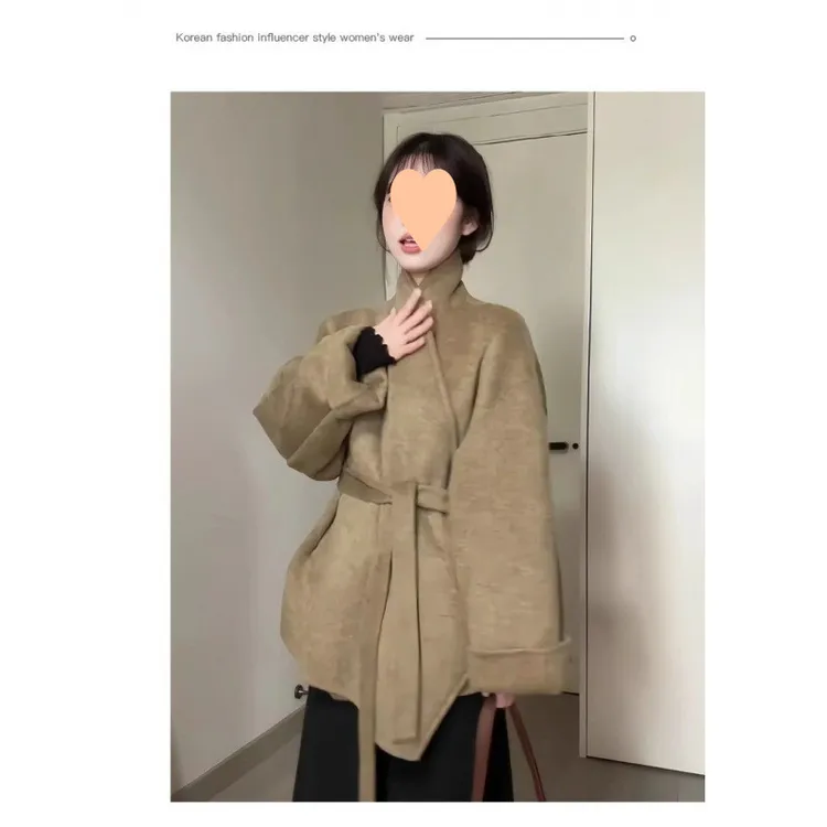 新款质量短款呢子大衣新款秋冬感毛呢外套韩系小个子冬天气质