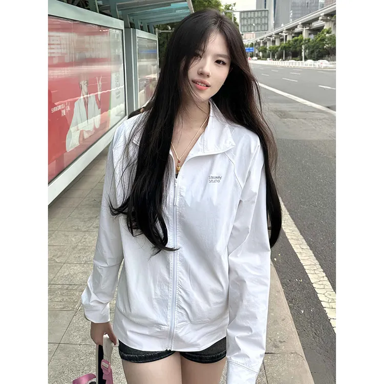 NASA夏季透气防晒衣女气质显瘦立领插肩运动户外薄款百搭拉链外套