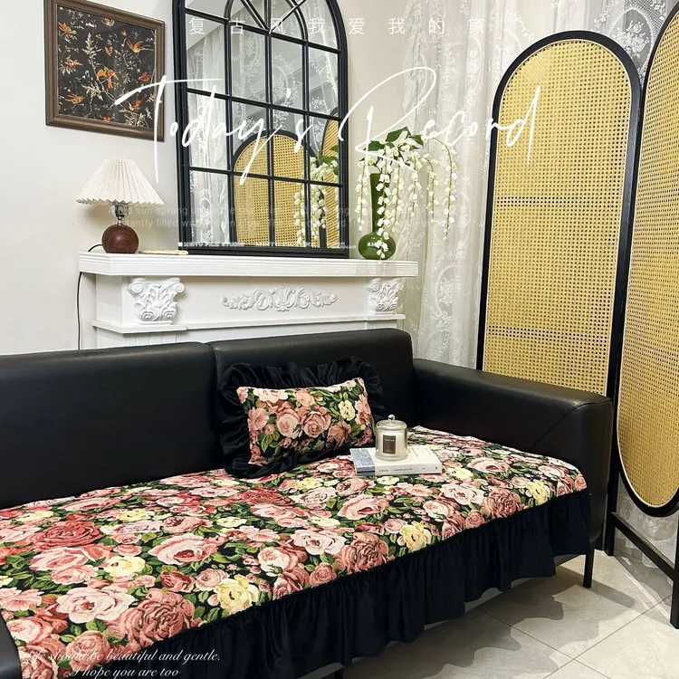 复古沙发垫高端防滑沙发坐垫套高级氛围感艺术花卉沙发套四季通用