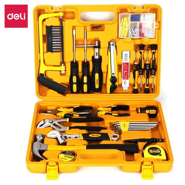 得力工具箱套装家用多功能家庭车载日常电工专用五金工具大全全j