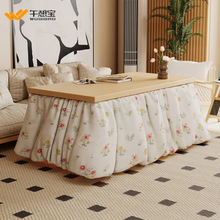 【整套配齐】烤火桌子新款客厅家用折叠楠竹烘干衣多功能取暖桌茶座