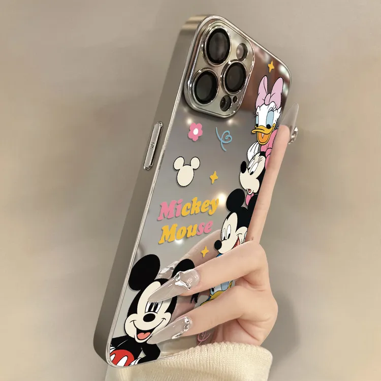 卡通米奇适用苹果16promax手机壳15简约新款14电镀13硅胶12防摔11