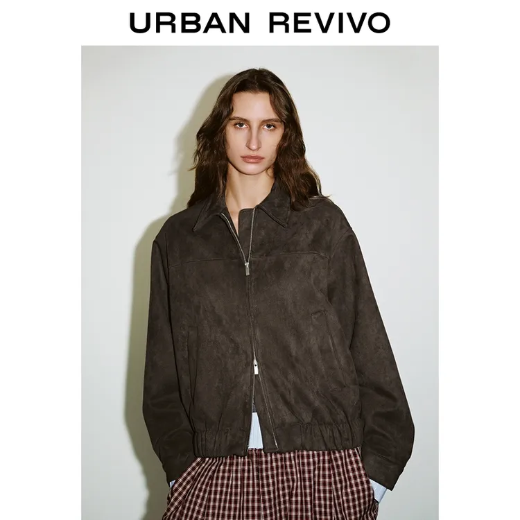 UR2025秋季新款女装气质复古拉链外套UWM150057+