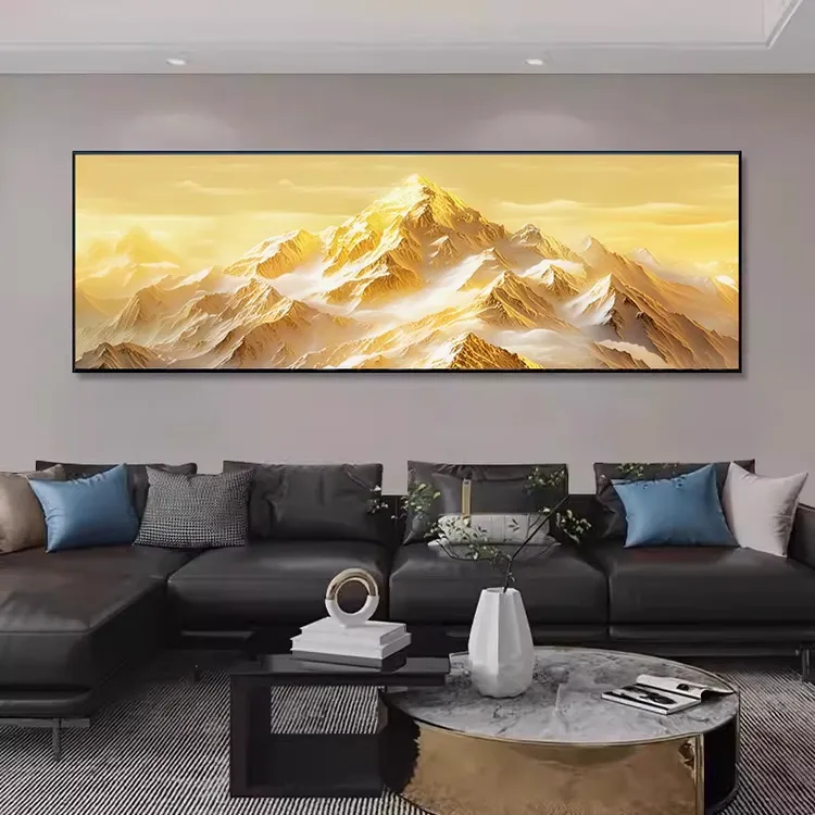 日照金山客厅卧室沙发背景装饰画山水新款挂画轻奢高级感背有靠山