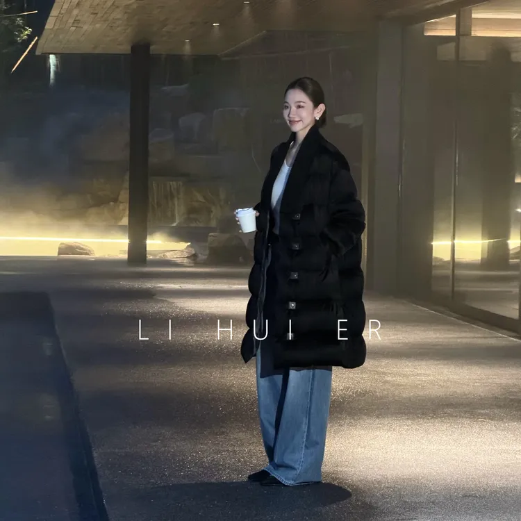 LiHuiEr李慧儿【苍山赴雪】冬季轻奢百搭气质时尚黑色鹅绒服HH8011A