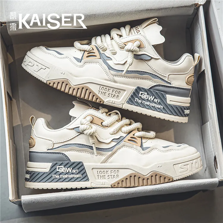 KAISER/凯撒·男鞋时尚百搭低帮透气休闲板鞋男士厚底运动小白鞋子