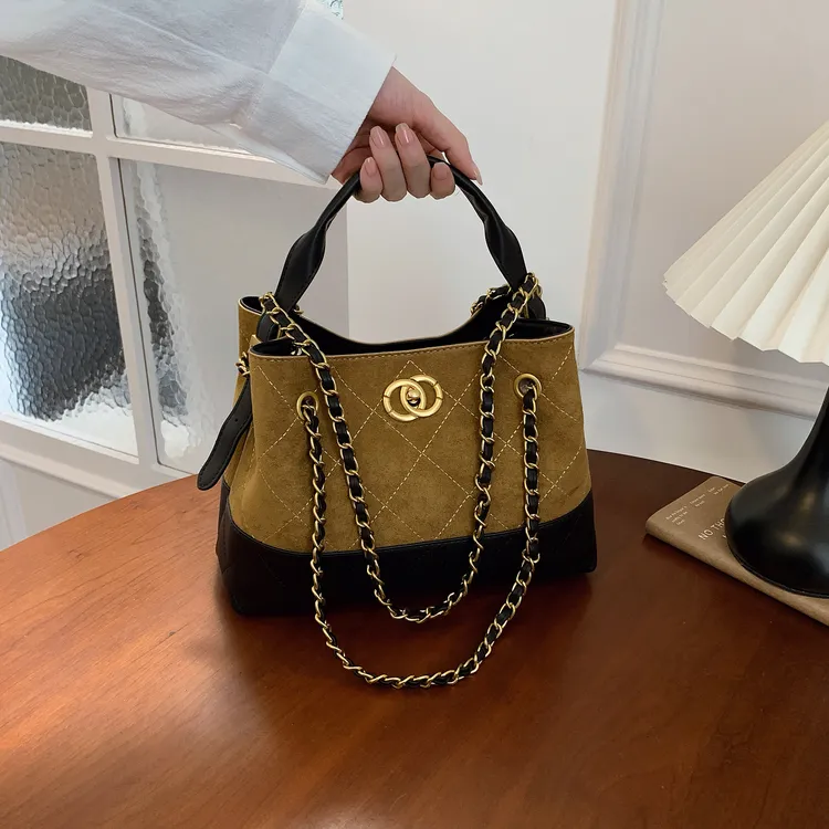 【沐屿轻奢】复古小香风麂皮小托特包2025秋新款腋下包百搭手提包