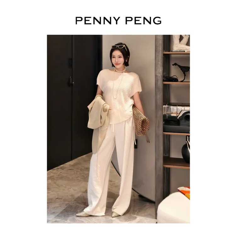 PENNYPENG栗子千层白色时尚千金风洋气夏季百搭设计感小众短袖