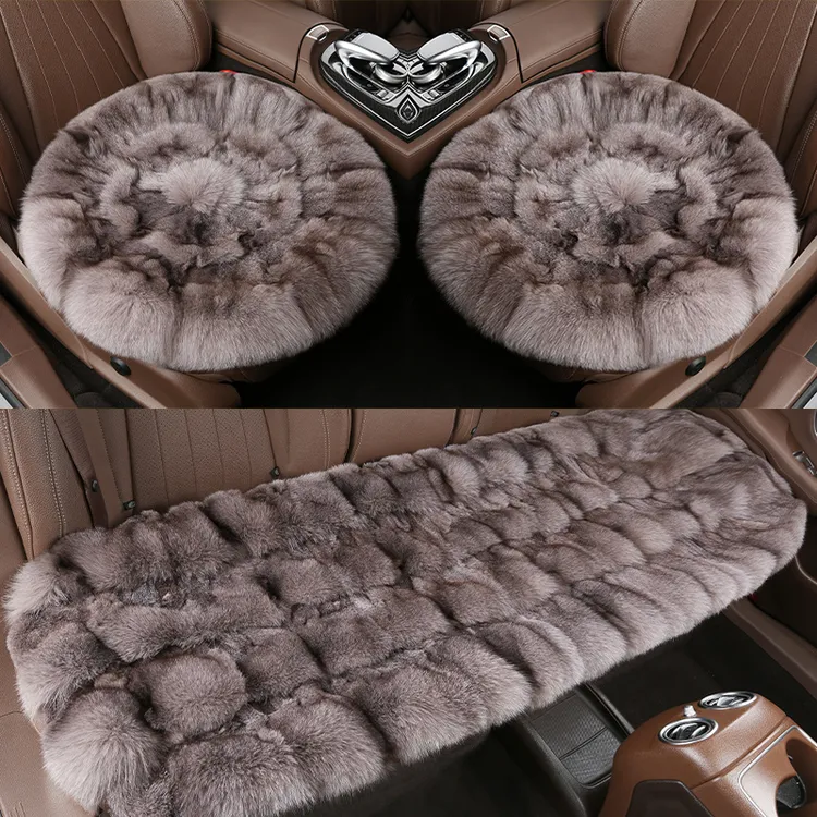 狐狸毛汽车坐垫冬季毛绒座垫皮毛一体车垫子棉垫