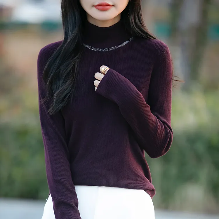 哥弟阿玛施正品秋冬新款时尚打底衫半高领银丝针织衫百搭内搭毛衣