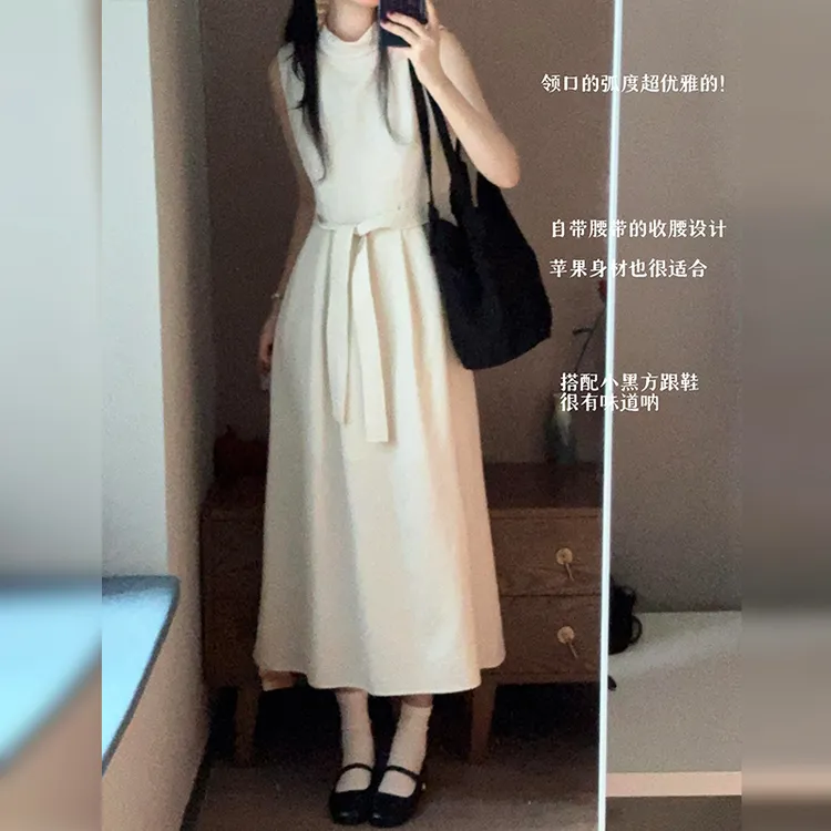 赫本风白色无袖背心连衣裙子女夏季2025新款茶歇法式气质绝美长裙