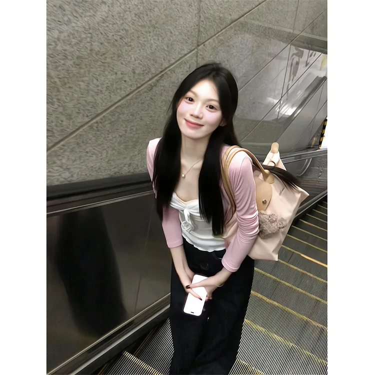 2025新款女士早秋季休闲针织开衫修身显瘦内搭上衣高腰宽松阔腿裤