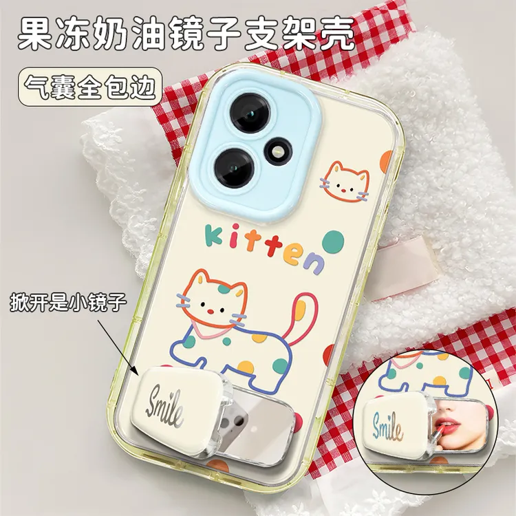 黄色波点小猫适用【华为】荣耀400/Pro荣耀200荣耀80/90Pro手机壳