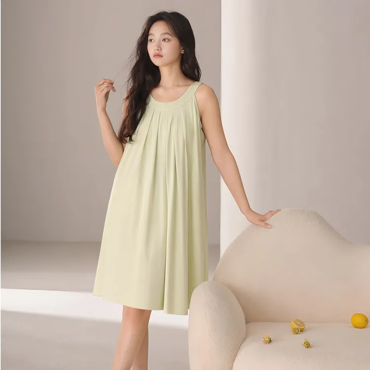 【第7代凉感棉】带胸垫 | 夏季中短睡裙女爆款简约显瘦遮副乳