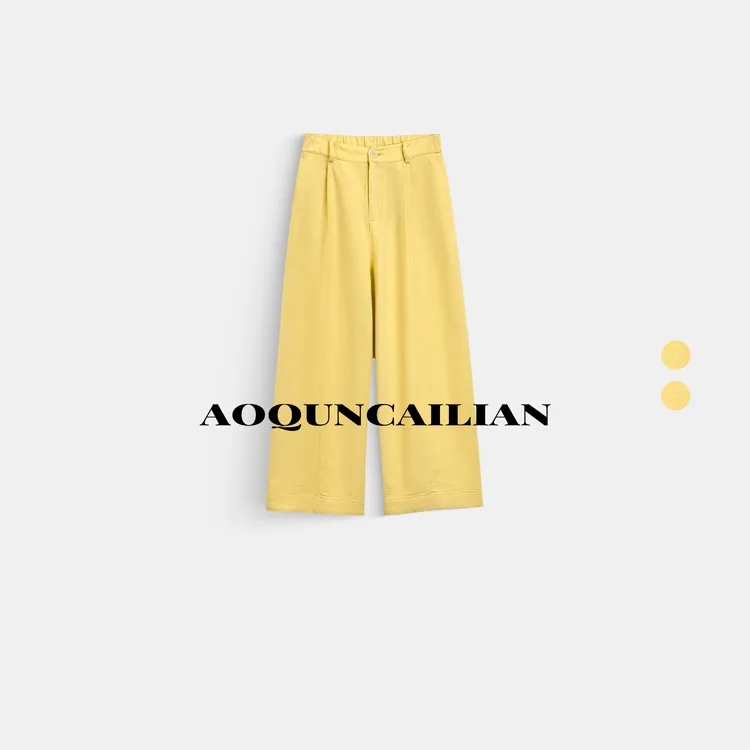 AoQunCaiLian设计师款休闲百搭腰间带扣九分裤-GG26731