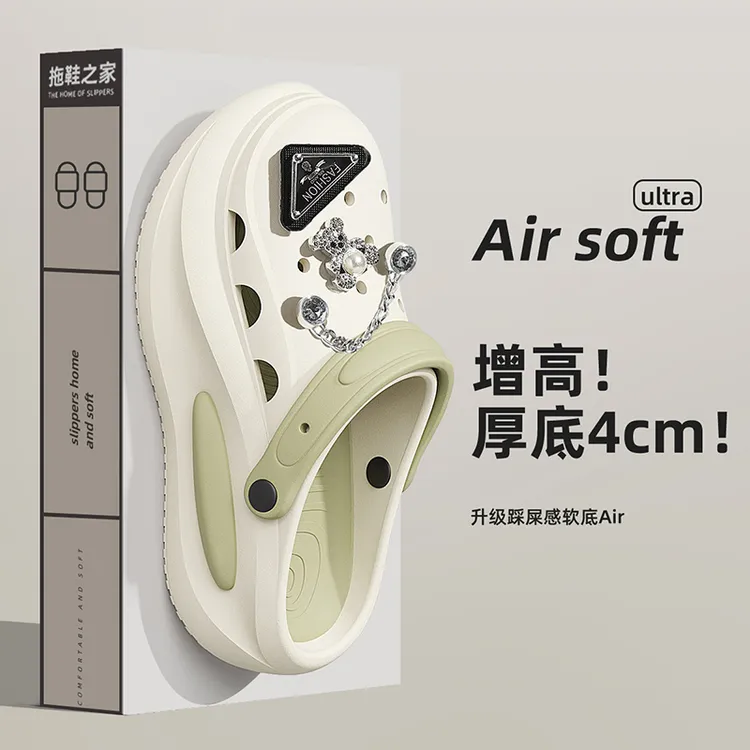 踩屎感厚底洞洞鞋女款夏季2025新款外穿防滑防臭包头拖沙滩凉拖鞋