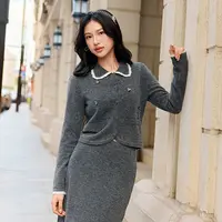 【千颂妮专享】DOUBLOVE舒软针织控复古羊毛针织开衫毛衣外套