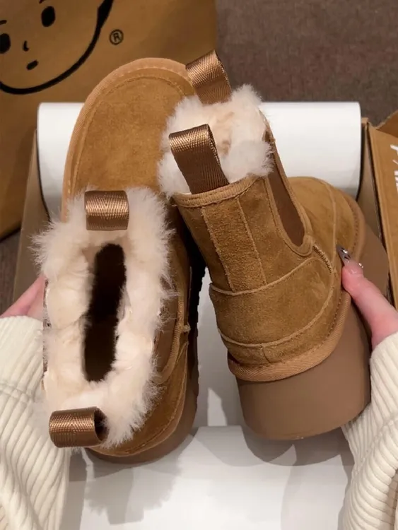 卓诗尼【断码清仓】厚底雪地靴女加绒马丁靴2025新款冬季保暖棉鞋子