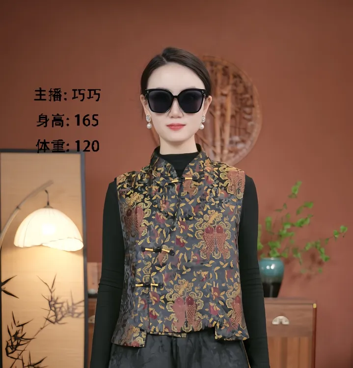 【锦鲤捧桃】时尚加厚棉马甲秋冬款新品加厚马甲百搭中式民族风复古