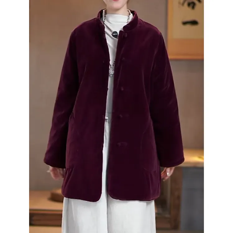 高档大气国风时尚洋气棉服外套2025冬季新款纯色百搭盘扣保暖棉衣