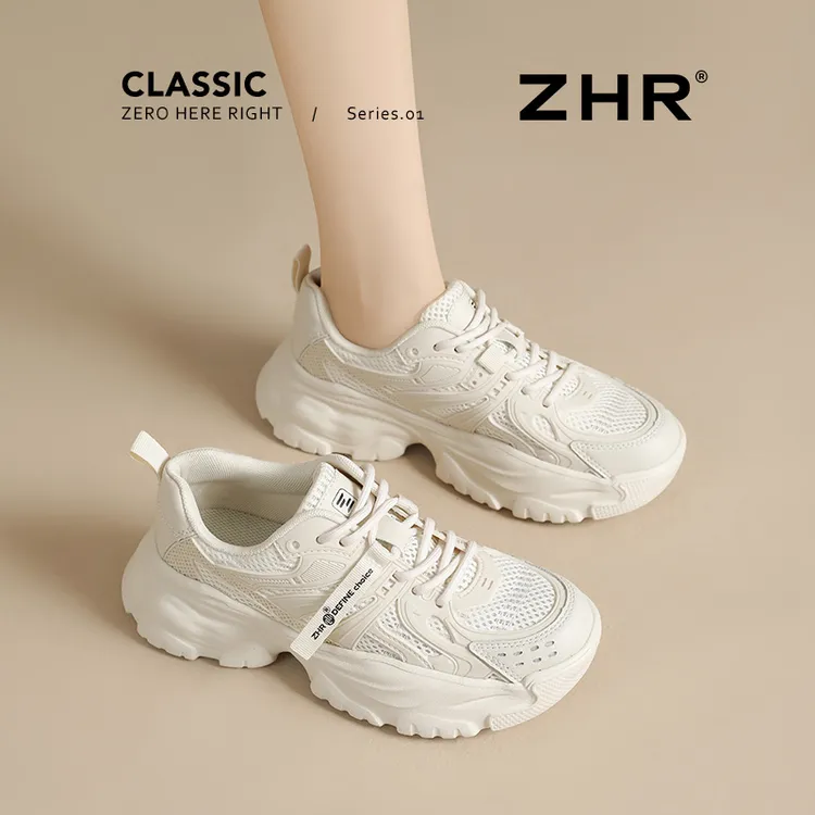 ZHR/则则厚底老爹鞋女款2025夏季网面透气增高户外休闲登山运动鞋