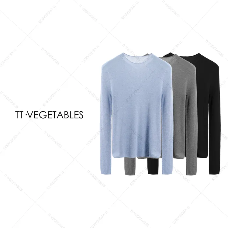TT・VEGETABLES【序白】婉玉 水溶羊毛衣针织衫高弹上衣521222