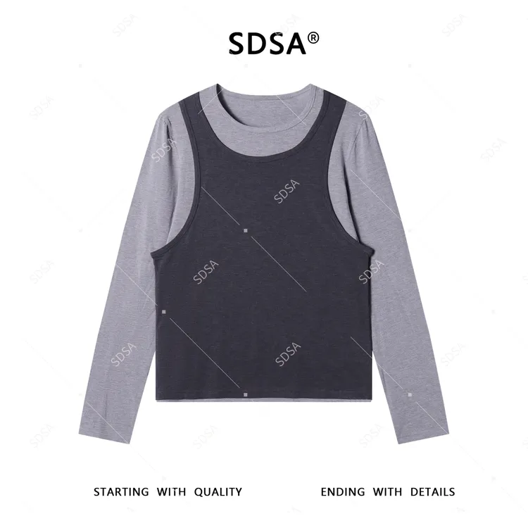 SDSA男士秋冬新款轻奢痞帅男装短款两件套长袖针织衫休闲时尚上衣