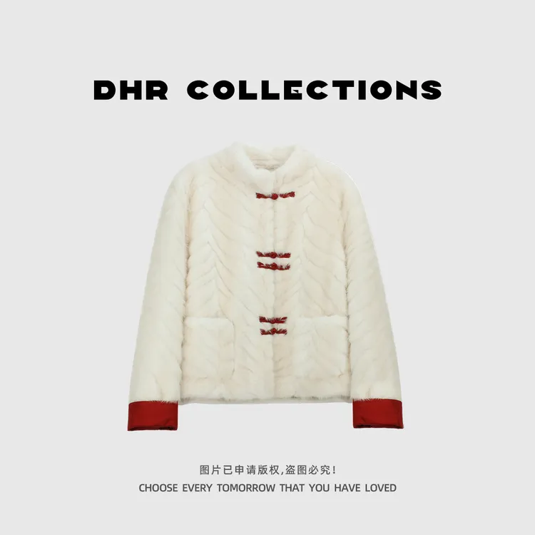 豆豆DD【中式国风毛毛外套】加厚保暖盘扣时尚百搭上衣女-2599125DW