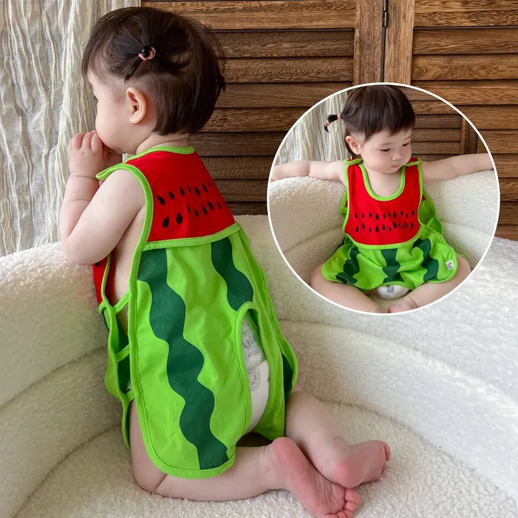 琵琶衣婴儿可爱宝宝超萌衣服幼儿吊带连体衣夏季薄款衣服西瓜夏装