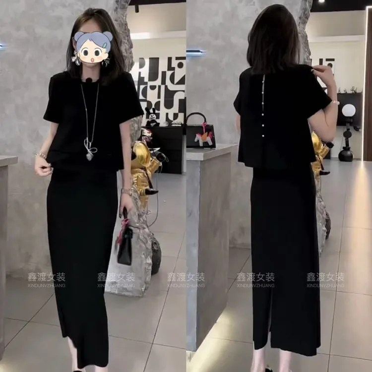 2025夏季新款时尚显瘦气质女士网红洋气两件套百搭款D5816