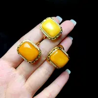 【云上好物】12 DS50406-S925银蜜蜡戒指-多样性发一件-9*13mm（JG）
