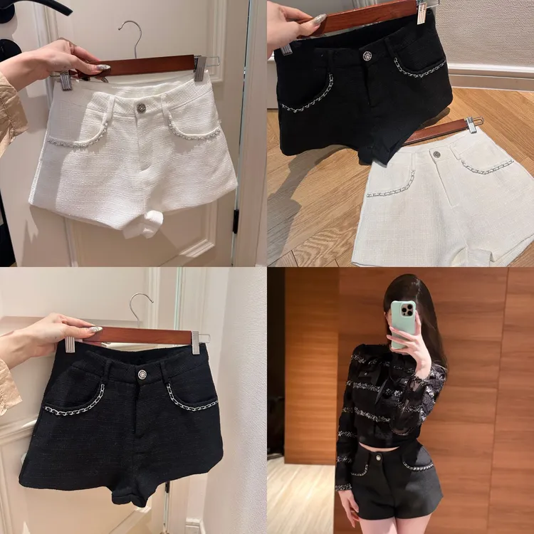 首尔富人区贵气甜美型裤子修身百搭显瘦短裤+玻璃般透光镂空外套