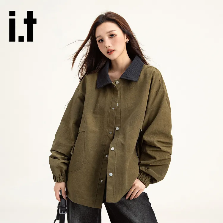 i.t izzue美式潮牌夹克女士秋冬2025新款翻领时尚工装外套上衣A1M