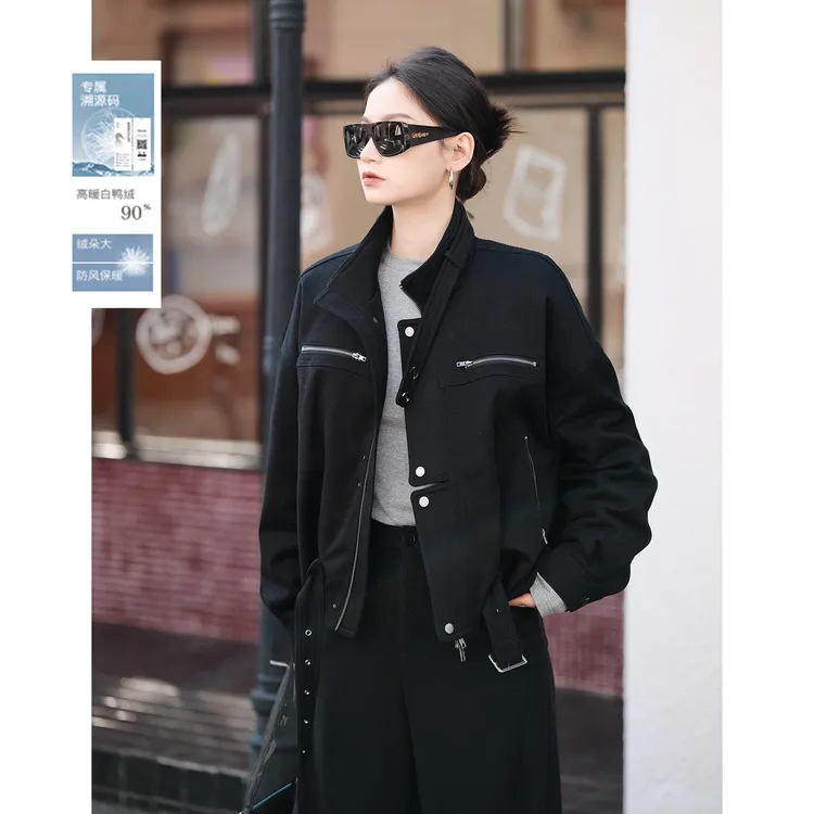 PRASE·噜【大冒险家】微胖显瘦90白鸭绒夹羽绒夹克短外套PR509S08