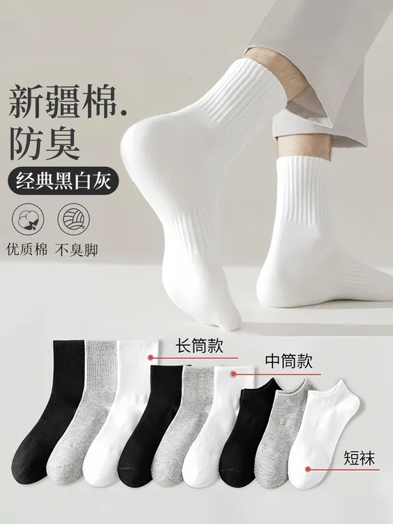 【新疆棉】男女短袜短中长筒优质纯色棉袜吸汗透气防臭运动