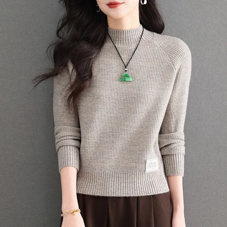 【羊毛衫】秋冬女半高领毛衣小个子短款长袖针织百搭休闲时尚打底衫