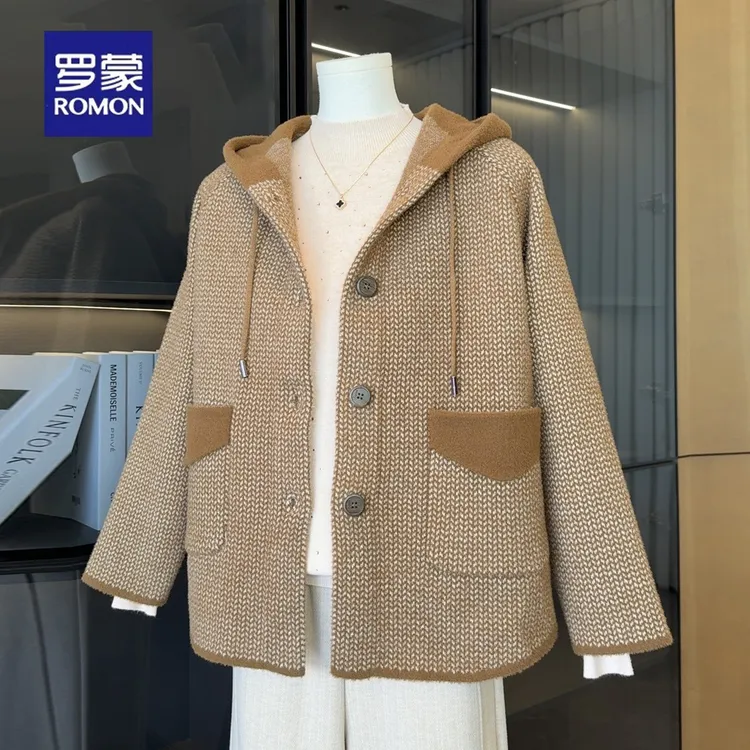 罗蒙2025新款气质妈妈秋装外套时尚洋气中老年女装秋冬连帽夹克衫