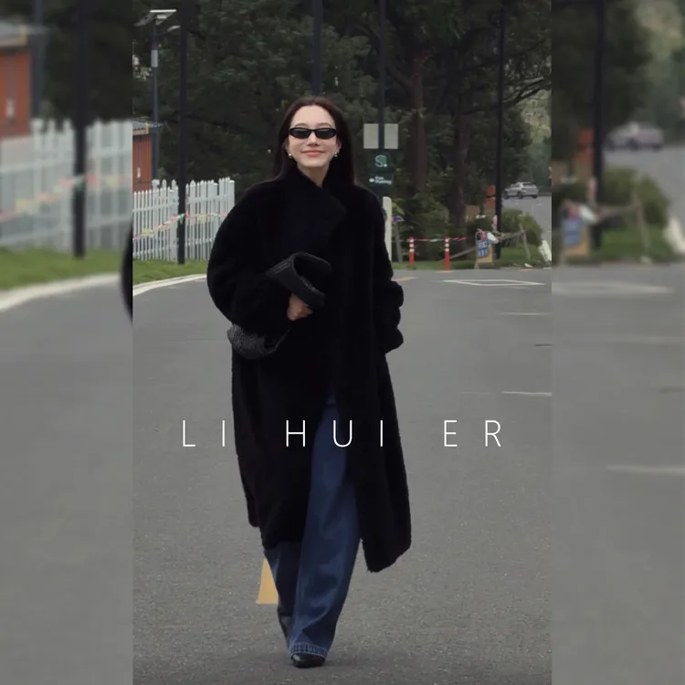 LiHuiEr李慧儿【马德里书院】秋季冬时尚百搭黑色羊毛外套ES5101