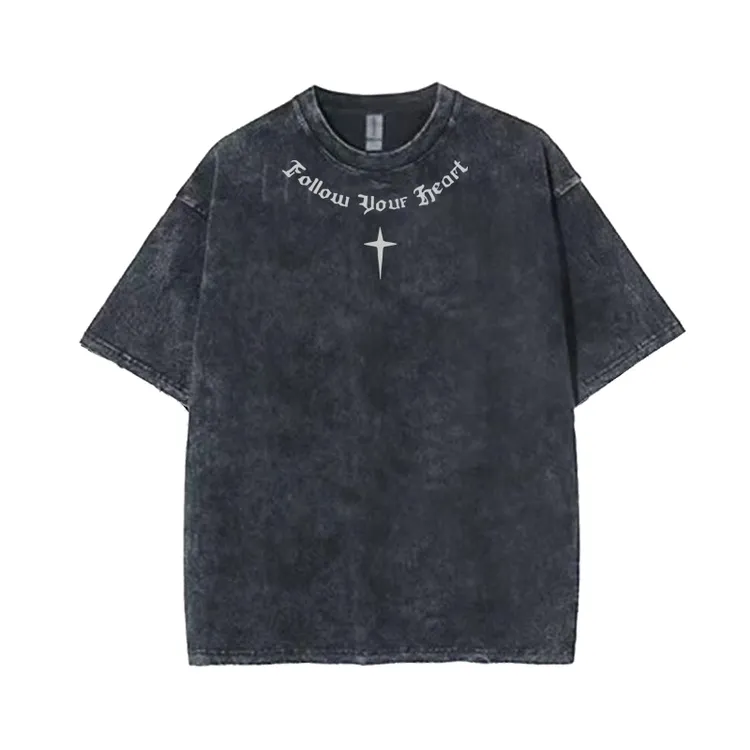 韩版ins潮流纯棉短袖t恤男女2025春夏新款水洗做旧印花男士上衣潮