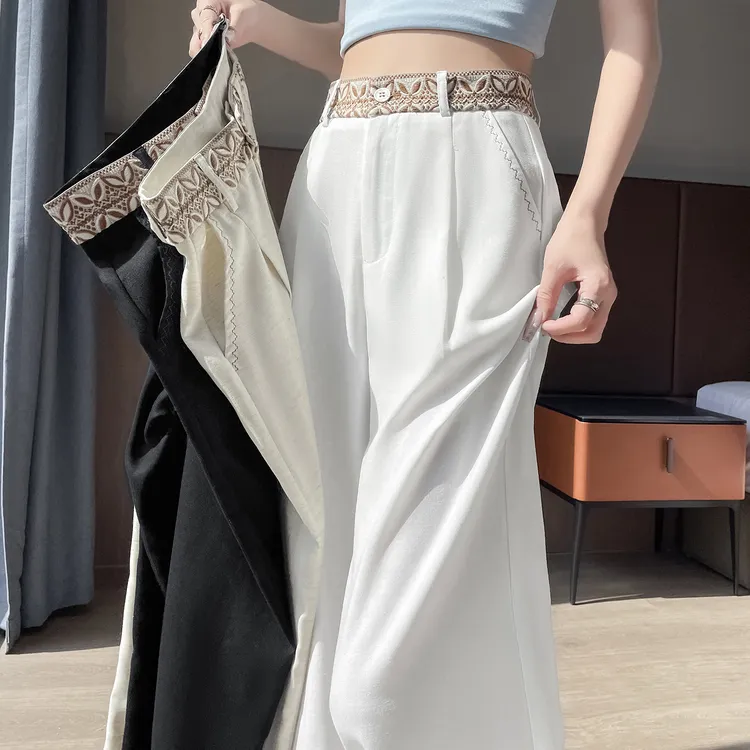天丝亚麻阔腿裤女夏薄款高腰垂感禅意棉麻直筒山本裤百搭时尚宽松