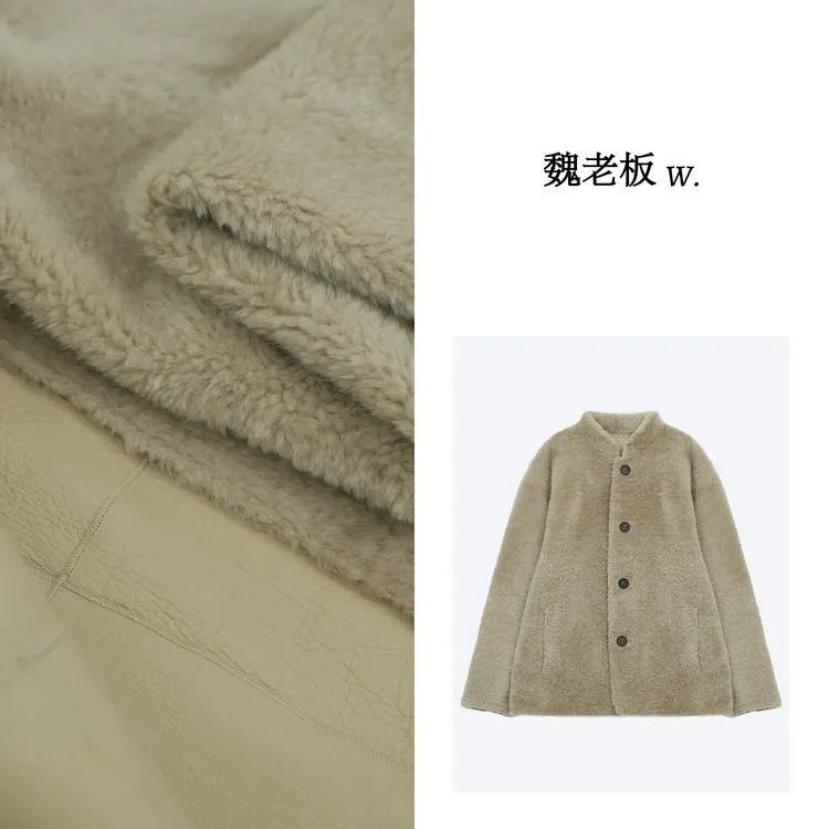 W.Diva【长期主义】早春西班牙进口美利奴皮毛一体外套34C201244