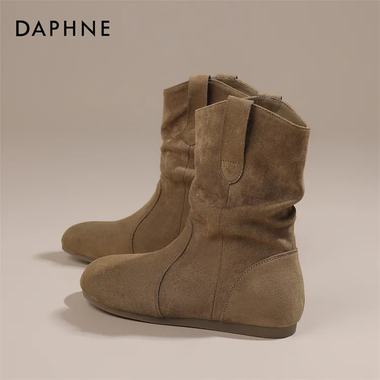 达芙妮美拉德靴子勃肯短靴女靴西部牛仔靴棕色巨好看堆堆靴马丁靴商品图