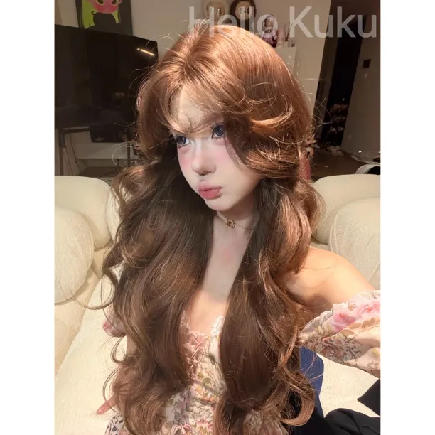 定制【仙蒂公主】新款栗棕色小波浪长卷新半弹力网小额蕾丝头套假发