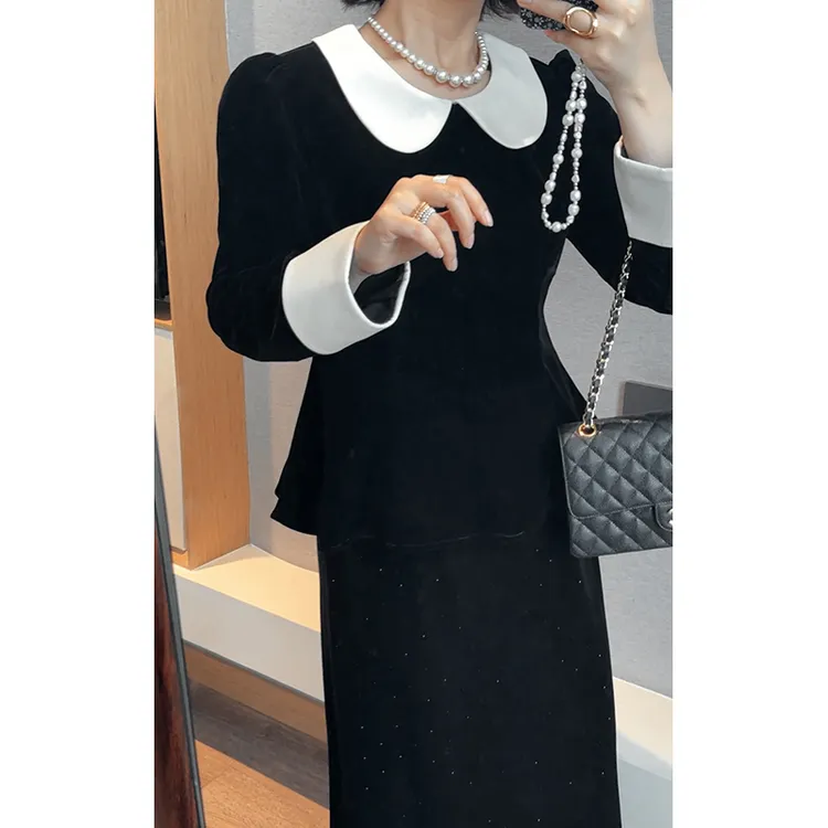 【DIS 定制】【质感丝绒】韩系唯美撞色收腰上衣Z525D11943