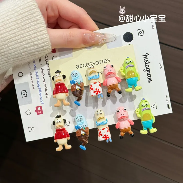 可爱比奇堡丑萌搞怪呆呆鱼迷你发夹碎发前额发饰刘海发卡饰品头饰